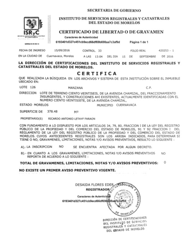 conoce que es el certificado de libertad de gravamen y su importancia