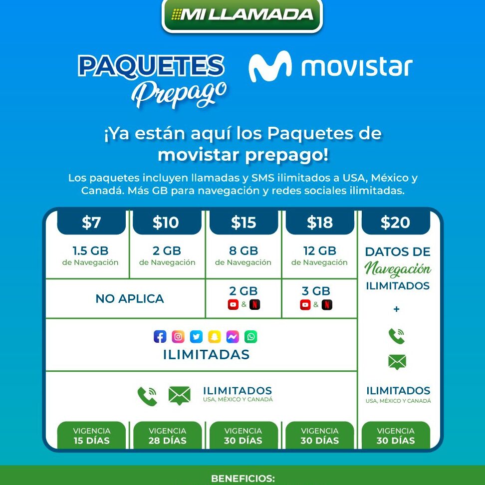 movistar prepago paquetes y precios