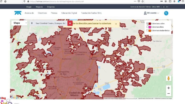 Cobertura Fibra Óptica Telmex: mapa de cobertura en México.